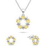 Brilio Brilio Silver Brilio Sidabrinis Delicate bicolor ehhkleide mingitsi với cirkoni SET239WY (k&otilde;rvaklappid, ripats)