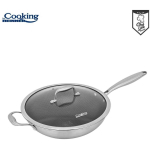 ROOSTEVABA ROOSTEVABA TERASE WOK LIIN + KLAASKATE 30X8,5 CM, 4,5 L, TITAAN 3, COOKING BY HEINNER