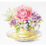 Beldizart Cross stitch kit "Bright colors of the morning. Cup with a rose" S2-56
