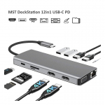 RoGer MST Dock Station 12in1 Lite USB-C to 2x HDMI / 4x USB3.0 / SD/TF / VGA / LAN
