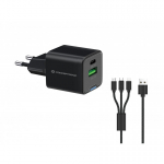 Conceptronic ALTHEA16B mobiilseadme laadija Universaalne Must Vahelduvvool Kiirlaadimine Hoonesisene