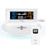 GreenBlue Wireless Weather Station with Wireless Qi Charger Mood Light Base Weather Forecast Calendar Alarm and Pause External S