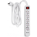 Fuj:tech 7-part extension cord, 5 m, white