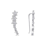Brilio Brilio Silver Brilio Silver Playful elongated silver earrings with zircons EA81W
