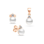 Brilio Brilio Silver Brilio Sidabrinis Elegantne pronksist ehtekomplekt p&auml;rlitega SET227R (k&otilde;rvar&otilde;ngad, ripats)