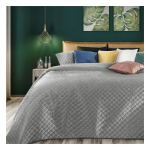 Eurofirany ARIEL Soft velvet bedspread quilted by hot press with a motif of fish scales, 220X240 cm, color: silver