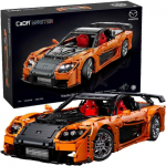 CaDA ehitusplokid Kaugjuhtimisega auto 56 cm oranž v&auml;rv Mazda RX-7 3305 osad RC