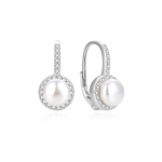 Beneto Charming silver earrings with genuine river pearls AGUC2397PL