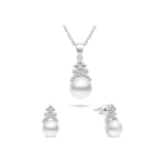 Brilio Brilio Silver Brilio Silver Charming Silver Pearl Jewelry Set SET238W (Earrings, Necklace)