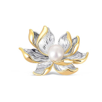 Jwl Jwl Luxury Pearls Beautiful two-tone brooch with pearl 2in1 lotus flower JL0698