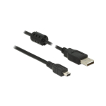 DeLOCK 1.5m, USB 2.0-A/USB 2.0 Mini-B USB-kaabel 1,5 m USB A Mini-USB B Must