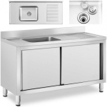 Royal Royal Catering Single bowl catering basin sink with sliding door cabinet, left, 140 x 60 x 94.5 cm