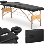Physa Wide foldable massage bed table with wooden frame VANNES Black - black