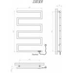Electric Electric towel dryer Kosser Zeta 900x550 ER, with timer, white (cable on the right)