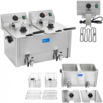 Royal Royal Catering Double electric fryer with faucets and thermostat 2x8L, gray