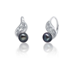 Jwl Jwl Luxury Pearls Luxury silver earrings with real black pearl JL0674