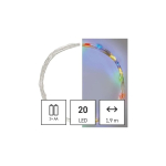 LED LED girlianda NANO, 3Vac (2xAA), 1,9m, 20 x LED, erinevate v&auml;rvide LED, ajastiga, EMOS