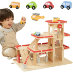Viga Viga Toys VIGA wooden parking lot with lift for 4 helicopter cars