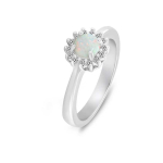 Brilio Brilio Silver Silver ring with white synthetic opal and zircons RI110W