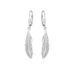 Beneto Timeless silver feather earrings AGUC2391L