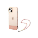 Guess GUHCP14MHGCOHP iPhone 14 Plus 6.7 inch Pink/Pink Hard Case Clear Pearl Strap