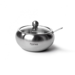 Fissman Sugar bowl with glass lid 560 ml (stainless steel)