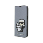 Case Case Karl Lagerfeld Apple iPhone 14 Pro Max 6.7 Saffiano Karl&Choupette bookcase Silver
