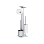 Wenko Steel Toilet paper holder with container and brush, stainless steel and glass