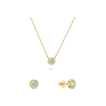 Brilio Brilio Silver Brilio Silver Modern gold-plated jewelry set with zircons SET220Y (earrings, pendant)