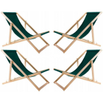 Woodok Set of 4 Comfortable Green Wooden Deck Chairs: Perfect for Relaxation on the Beach, Balcony, Terrace, and More