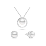 Brilio Brilio Silver Brilio Silver Elegant authentic pearl jewelry set SET251W (earrings, necklace)
