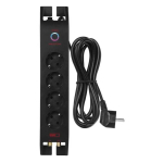 Extension Extension cord with surge protection (1800J) 4 outlets, 2m, TV antenna (IEC) protection, black EMOS