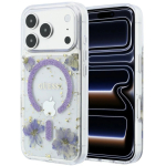 D&auml;klas D&auml;klas Guess Resin Flowers Glitter MagSafe iPhone 18 Pro / 17 Pro jaoks, lilla