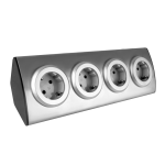 Orno Kitchen furniture slot 4x2P + Z (Schuko), Velcro assembly, INOX