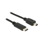 DeLOCK 0.5m, USB2.0-C/USB2.0 Mini-B USB-kaabel 0,5 m Mini-USB B USB C Must