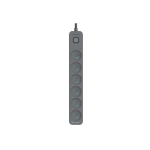 TRACER Power Line+ 1.8 m graphite electrical tape against surges (6 sockets)