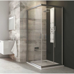 Square Square shower cabin Ravak Blix, BLRV2-90, satin+transparent glass