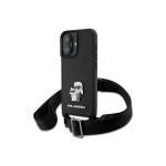 Case Case Karl Lagerfeld KLHCP16SSAKCPBK iPhone 16 6.1" black/black hardcase Saffiano Karl&Choupette Metal Pin CBDY Strap