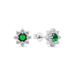 Brilio Brilio Silver Brilio Silver Decent silver earrings with cubic zirconia Flowers EA577WG