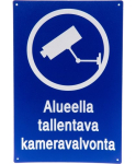 Sign, Sign, Camera surveillance in the area, 20 x 30 cm, blue