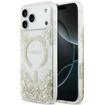 Guess Resin Bottom Glitter MagSafe &uuml;mbris iPhone 18 Pro Max / 17 Pro Max jaoks - Kuld