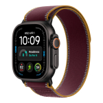 Apple Watch Ultra 4 (GPS + Cellular) 49 mm musta titaanikuori ja viinipunane Trail-ranneke, S/M