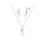 Jwl Jwl Luxury Pearls Elegant jewelry set with real pearl and zircons JL0746 (chain, pendant, earrings)