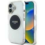 Originaalne Originaalne GUESS IML metallist v&auml;rviline ring klassikaline logo MagSafe Apple iPhone 16 musta v&auml;rvi