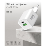 Winner Winner Group WG - GaN V&otilde;rgulaadija 2x USB 30W, 1x USB-C PD3.0 PPS QC4 30W + USB-A 18W, Type-C kuni Type-C kaabel, valge