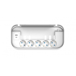 Fuj:tech 5 pesaga pistikute pikendusjuhtmete kast, 1 x USB-A + 1 x USB-C, valge