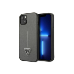 Case Case Guess GUHCP14MPSATLG iPhone 14 Plus 6.7 inch Silver / Silver Solid SaffianoTriangle Logo
