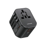 USAMS Ład. siec. 2xUSB T59 20W adapter 4w1 US|AU|EU|UK czarny|bl