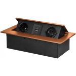 Orno Furniture socket recessed into the table top with flat milled edge and USB charger, 2x2P+Z, 2xUSB (type A+C 3.6A), gold