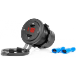 Car Car charger with USB sockets and voltage tester, waterproof 2x USB-C 12v 24v amio-04225
